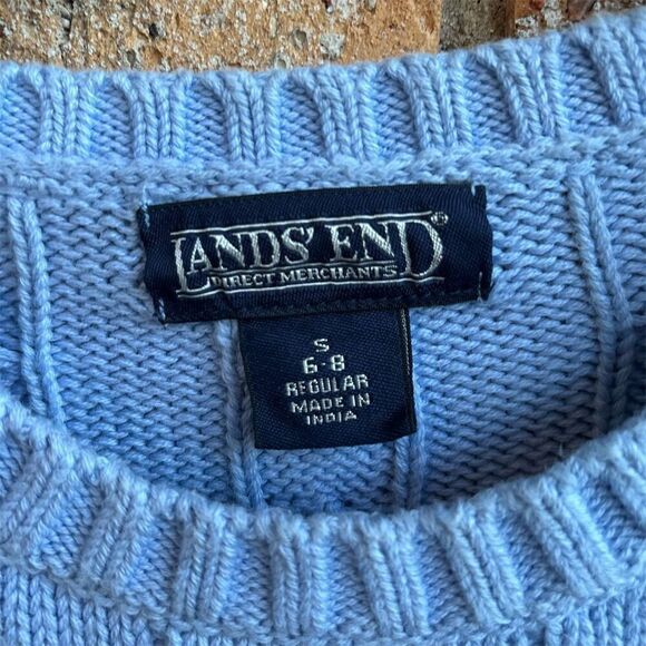 Lands' End Women's Cable Knit Pullover Sweater Small Blue Casual‎ - Picture 4 of 4